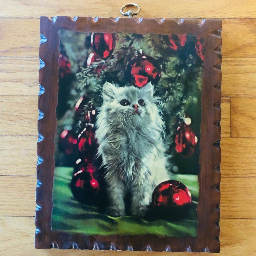 Freaking Cute Vintage Christmas Tree 🎄 Cat Plaque